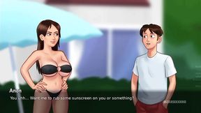 Cartoon cleaner gets fucked in the pool during Summertime Saga