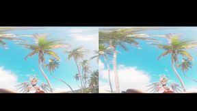 Beach babe Mercy enjoys a big 3D rod in her animated bum