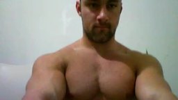 Muscle Guy Flexing, Posing and Jerking Off