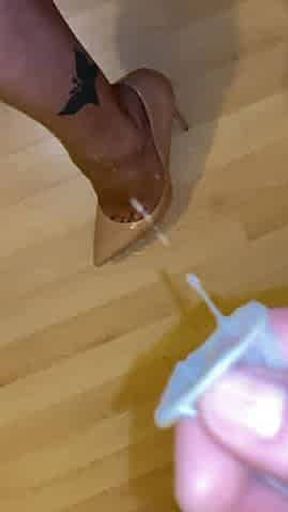 Cum from condom on my feet