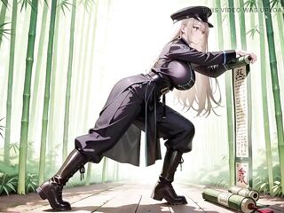 Golden-haired Valkyrie's Undressing Pont of time, That Great-slit Ebony Uniform Is Eager!