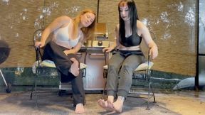 Misty Rein and Ditria Rose Dirty Feet POV outside in a rainstorm HIDEF