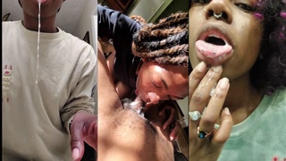 Ebony Cum Slut Cumplay &amp; Cum worship Multiscreen Compilation