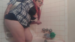 Chugging From Shower Hose- Giant Belly Inflation in Button Down Shirt