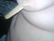 BBW self nipple torture