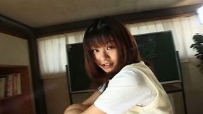 Chubby face Eiri Ueno teases you showing what is under her skirt