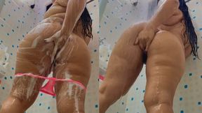 Faceless Latina Sensual Shower Play - Low Angle Soap & Suds