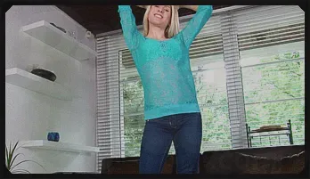 Blonde Beauty Teases in Blue Lingerie