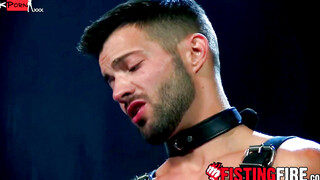 Ripped slave Casey Everett loves to be whipped with a flogger by his master
