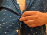 OnlyFans Teaser: Hung bear strips and cums in a cute summer shirt