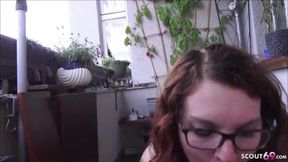 GERMAN BIG NATURAL TITS TEEN JENNY SEDUCE TO FUCK ON BALCONY