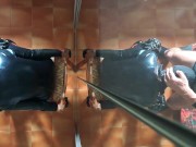 Milf chairtied, throatfucked with ring gag and throatpie