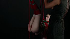 Princess Violet rope bondage with vibrator, dildo, and flogging