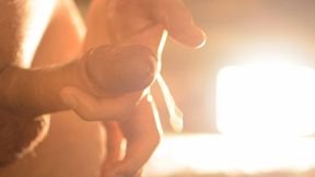 Close-Up Gentle Stroking = One Finger Oozing Cumshot