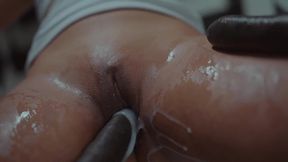 18YO Asian Slut's Pussy Gushing Monster Cum After Hole Wrecking