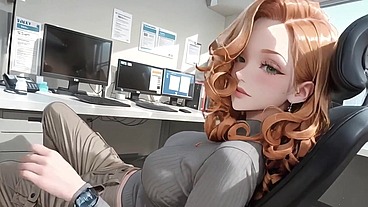 AI Generated – Sexy Orange Hair Office Lady Can’t Hold Back After Work! Takes Off Professional Suit for Oiled Wild Cowgirl