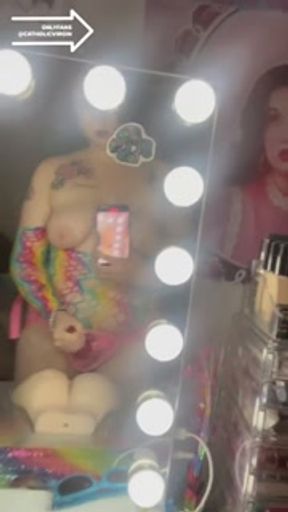 Virgin Chubby Lesbian Fucks Silicone Pussy with Strap