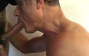 Daddy's throat gets fucked by a big cock and filled with cum.