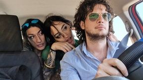 I picked up two lesbian hitchhikers. They were both a handful but at least they tasted my cock - DOUBLE BLOWJOB - STANDING  FUCK