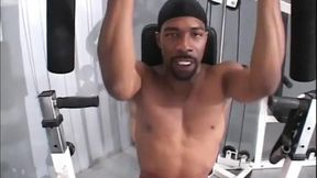 Black and white anal foursome in the gym   cum in mouth