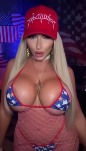 bimbo, e-girl, a beautiful woman, large, video created by AI
