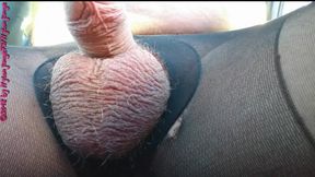 Horny Spa in Defective Fine Pantyhose, Outdoor Car