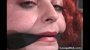 Weird redhead Jayne gets tied and ass