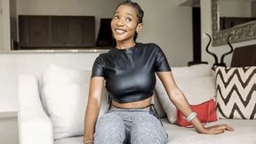 Ebony beauty swallows whole and rides cock for modeling job