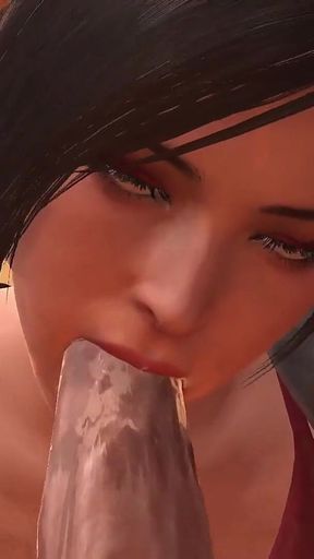 Ada Wong Deephroat Blowjob Close Up : Resident Evil Parody