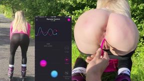 Dirty public sex with remote-controlled vibrator ends in messy ass&#x1F351;-fuck & jizz explosion