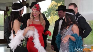 Costumed Babes Alyssa Bounty Shalina Devine and Polly Pons Gets Cum Loads as a Present