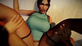 fucking the classic lara croft upside down - tomb raider parody