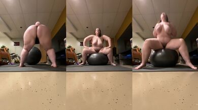 BBW bunny slut bounces on an 8 inch cock on a yoga ball