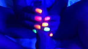 Black Light Glowing Nail Handjob