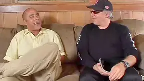The big titted model lets an old guy use her body