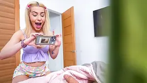 Blonde catches her stepbrother jerking off and can't stop thinking about his huge fucking cock