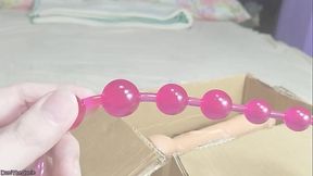 Cute tranny DaniTheCutie tries using &quot_traditional&quot_ anal beads on her pretty lil butt