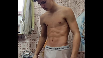 Hot take shower skinny boy