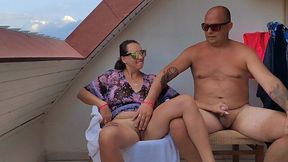 Horny Bitch Tans Naked & Fucks Herself Silly on Turkish Hotel Balcony - Vacation Pussy Play