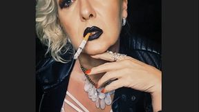Naughty smoking MILF smokes sloppy her Camel 100 and has lots of spit for you*black lips*leatherjacket*corkcigarette*Vinyl High boots*dominant smoke*