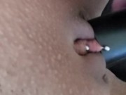 Milf vacuums big pierced clit