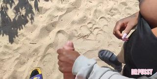 Pregnant Woman Is Abandoned by Her Husband and Masturbates a Stranger on the Beach Without Him Knowing Until She Gets All the Mi