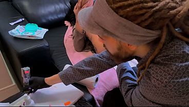 Rich girlfriend gets tattooed and fucked