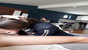 POV BJ: Teen takes big cock deepthroat and rims him