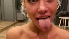Skinny Ukrainian ballerina sucks and rides Italian stud's massive cock