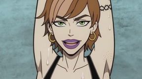 stubbly armpits cartoon bitch is suspended in bondage and has her stinky pits tickled