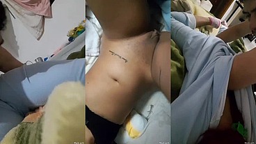 Menina safadinha de pijama e seu coroa tarado tocando a ppkknha e a bunda dela por dentro da roupa depois ela mostra a bucetinha pra vcs safadinhos