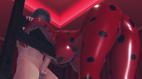 Ladybug Rule34 3D Hentai Gloryhole Animation - Hot Red Latex Suit Girl Gives Slippery Handjob and Deepthroat Blowjob Cumshot