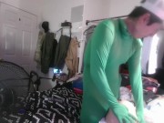 Disabled Gay in Tight Spandex Body Suit Cums