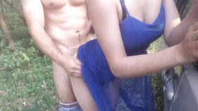 Sex in a dress in the forest in nature